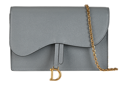 Saddle Chain Crossbody, &pound;850, Handbags, Grey, Leather, Front view